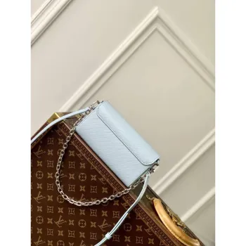 LV M83478 Louis Vuitton Twist West Pochette taška z Epi kůže ledově modrá