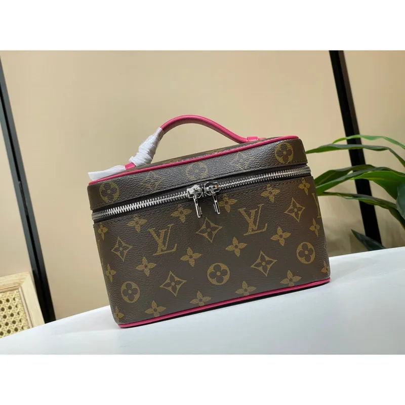 Louis Vuitton LV M44495 Nice Mini Vanity Case Monogram plátno Růžová červená