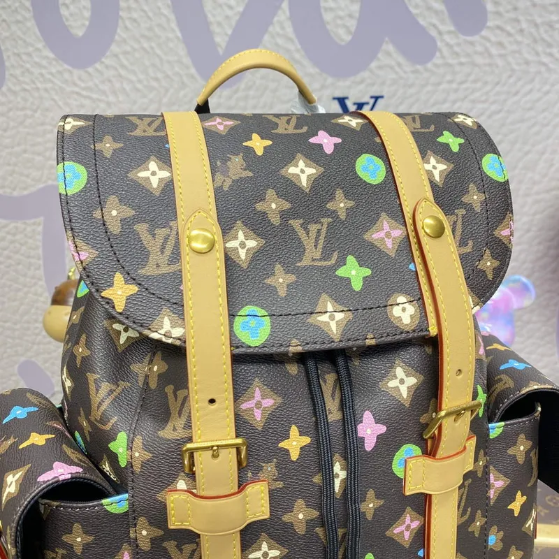 LV M25240 Louis Vuitton Christopher MM Batoh Čokoládový