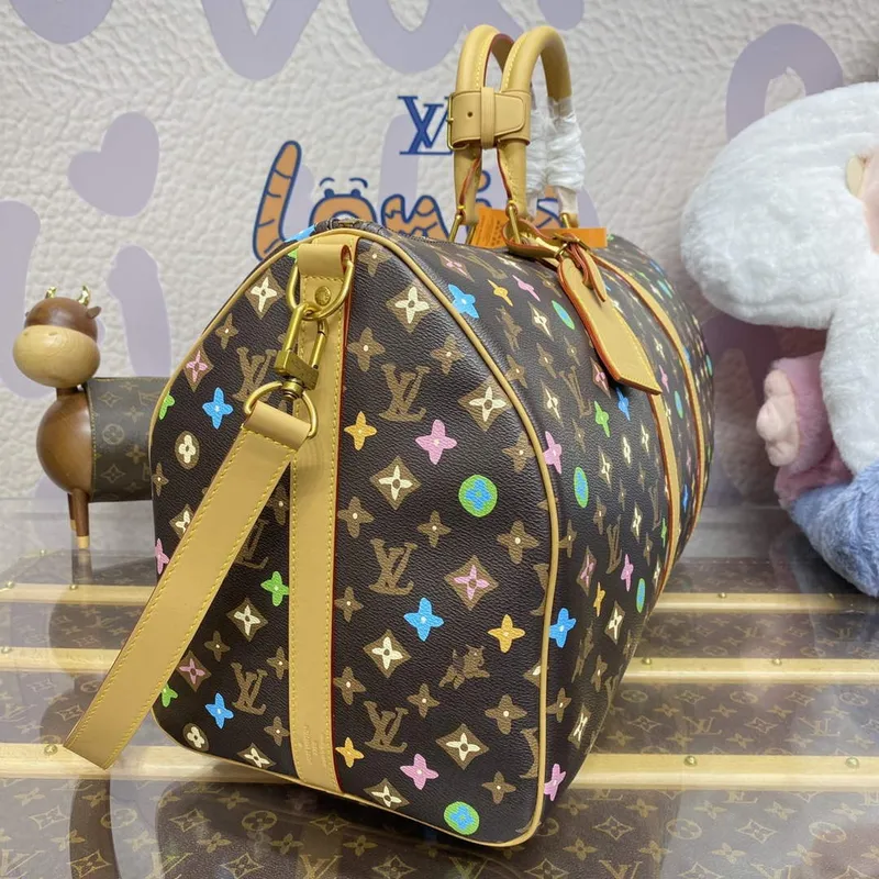 LV M24901 Louis Vuitton Keepall Bandoulière 50 Cestovní taška čokoládová