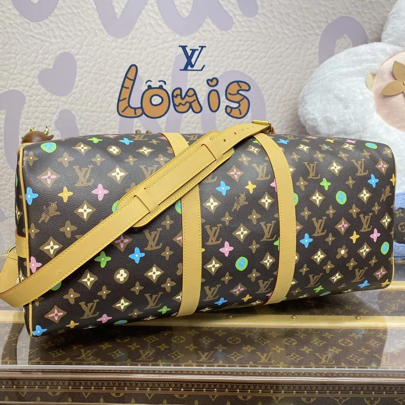 LV M24901 Louis Vuitton Keepall Bandoulière 50 Cestovní taška čokoládová