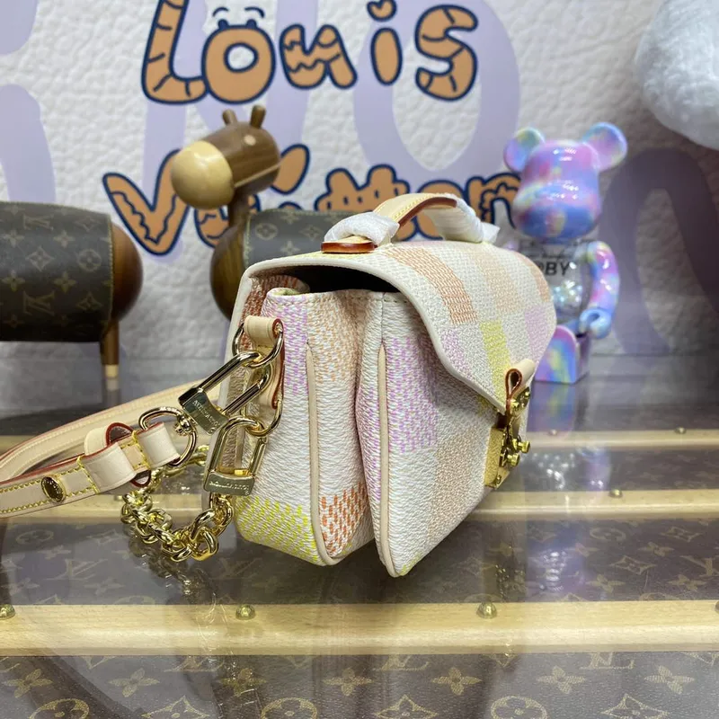LV N40749 Louis Vuitton Pochette Métis East West Taška Broskvová