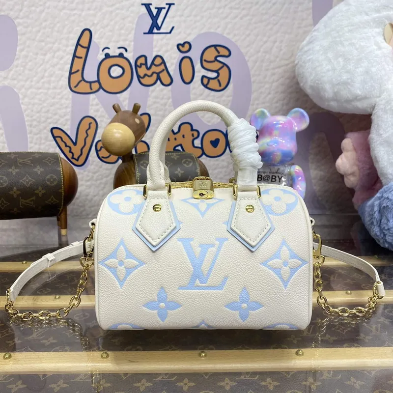 LV M46883 Louis Vuitton Speedy Bandoulière 20 Kabelka Latte/Candy Blue