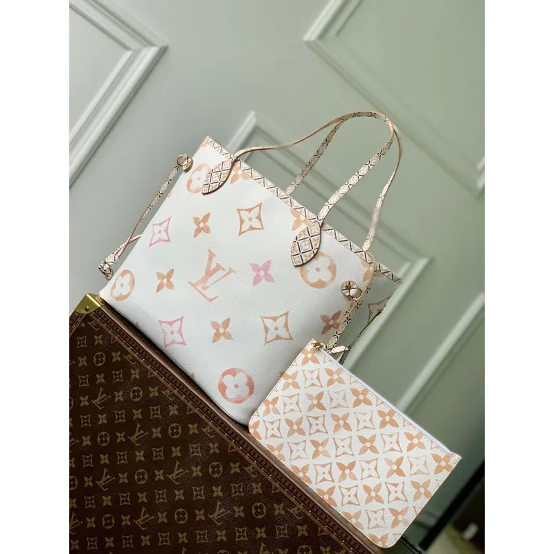 LV M22978 Louis Vuitton M22979 Neverfull MM Tote Bag Meruňková