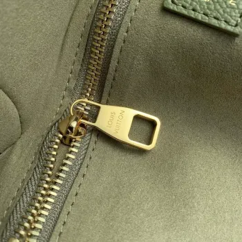 LV M46649 Louis Vuitton Neverfull MM Tote Bag Monogram Empreinte Kůže Kaki Krém