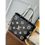 LV M58907 Louis Vuitton Neverfull MM Taška M45685 Monogram Empreinte Kůže Černá s Béžovým Logem