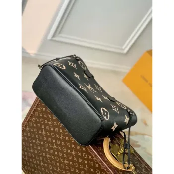 LV M58907 Louis Vuitton Neverfull MM Taška M45685 Monogram Empreinte Kůže Černá s Béžovým Logem