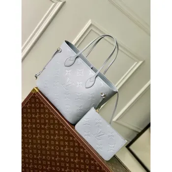 LV M46482 Louis Vuitton Neverfull MM Taška M45685 Monogram Empreinte Kůže Modrá