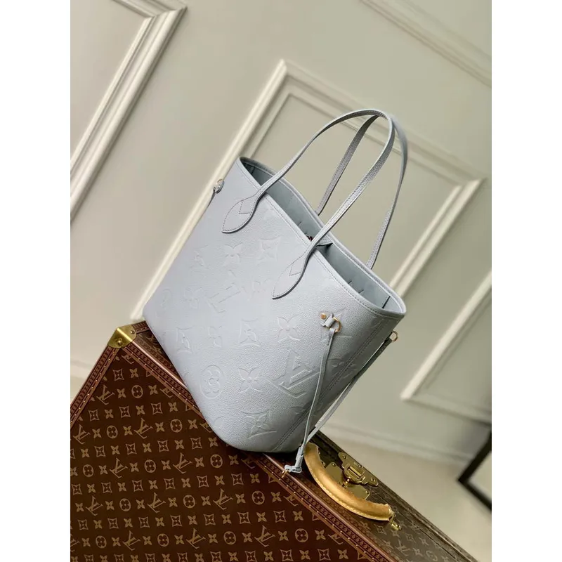 LV M46482 Louis Vuitton Neverfull MM Taška M45685 Monogram Empreinte Kůže Modrá