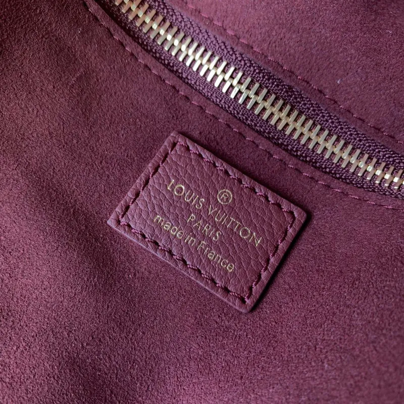 LV M46599 Louis Vuitton Neverfull MM Taška M45685 Monogram Empreinte Kůže Vínově Červená