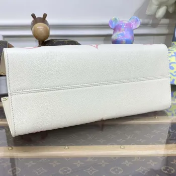 LV M21575 Louis Vuitton OnTheGo MM Bicolor Monogram Empreinte Kůže Latte Růžová