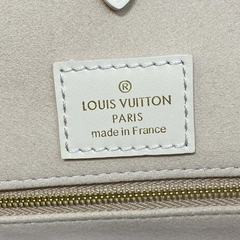 LV M21575 Louis Vuitton OnTheGo MM Bicolor Monogram Empreinte Kůže Latte Růžová