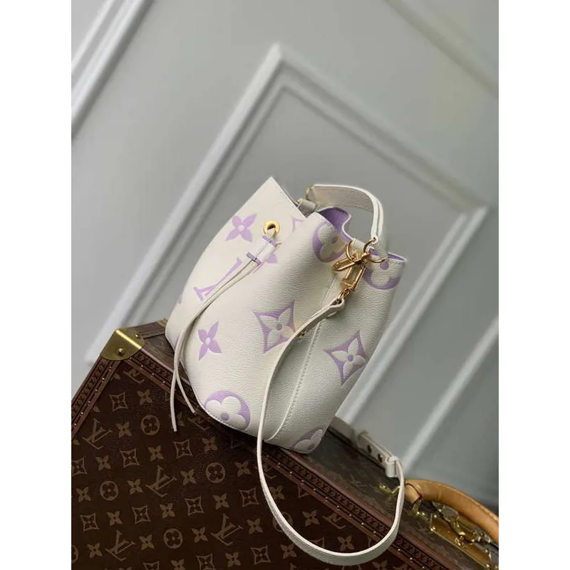 LV M24048 Louis Vuitton NéoNoé BB Kabela na víno Latte Bílá & Fialová