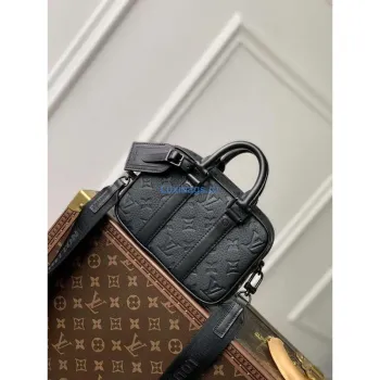 LV M82770 Louis Vuitton Nano Porte Documents Voyage Taška černá kůže