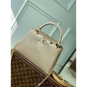 LV M22436 Louis Vuitton Capucines MM Kabelka Griotte Perleťová khaki