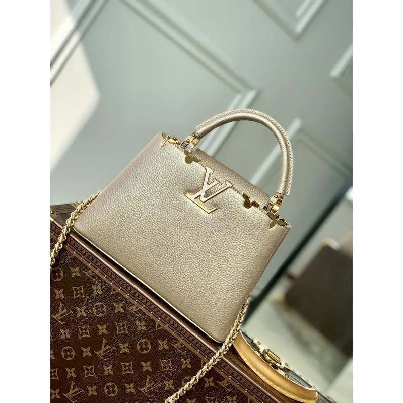 LV M22436 Louis Vuitton Capucines BB Kabelka Griotte perleťová khaki