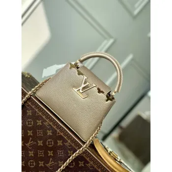 LV M22436 Louis Vuitton Capucines Mini Kabelka Griotte Perleťová khaki