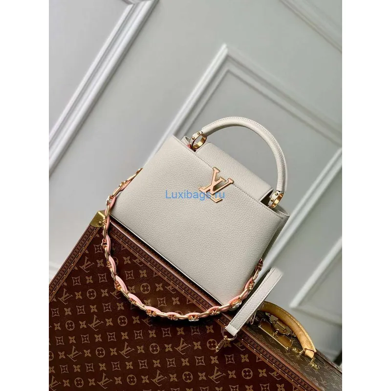 LV M23280 Louis Vuitton Capucines MM Kabelka Ledově šedá
