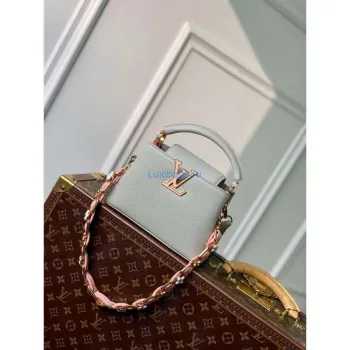 LV M23280 Louis Vuitton Capucines Mini Kabelka Ledově Šedá