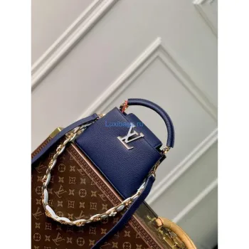 LV M23199 Louis Vuitton Capucines Mini Kabelka Francouzská Modrá