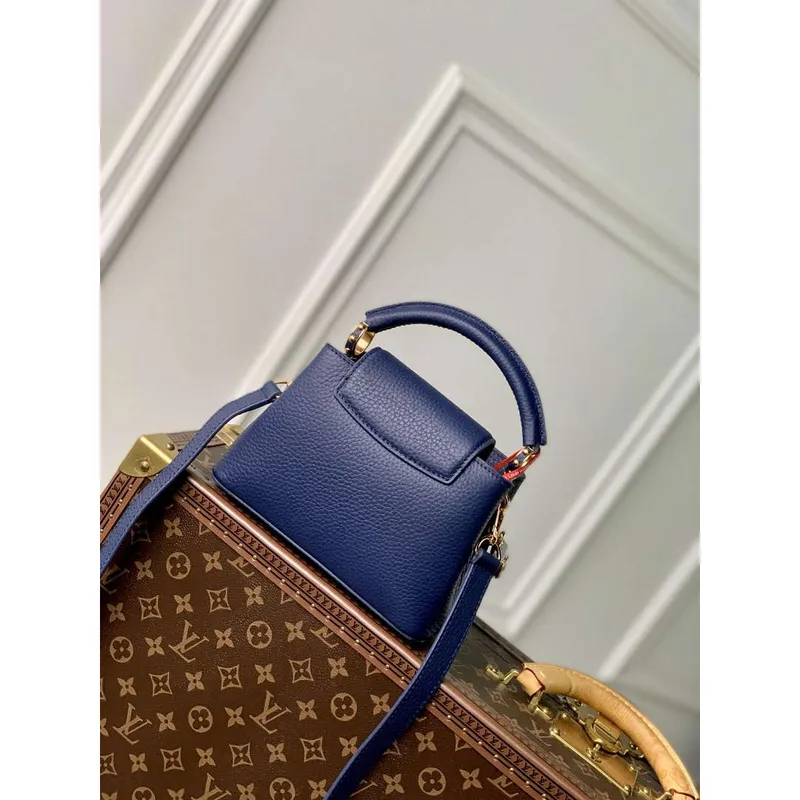 LV M23199 Louis Vuitton Capucines Mini Kabelka Francouzská Modrá