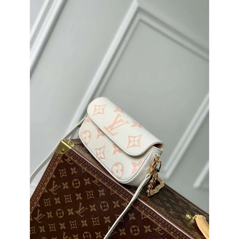 LV M82211 Louis Vuitton Peněženka na řetízku Ivy Taška Off white/růžová