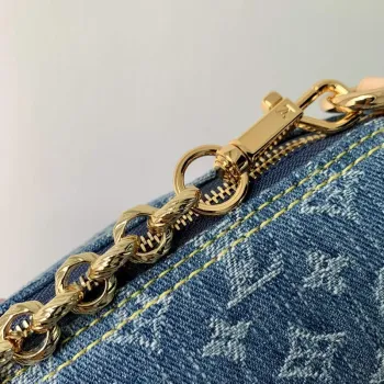 LV M46830 Louis Vuitton Papillon Kabelka Denim Modrá