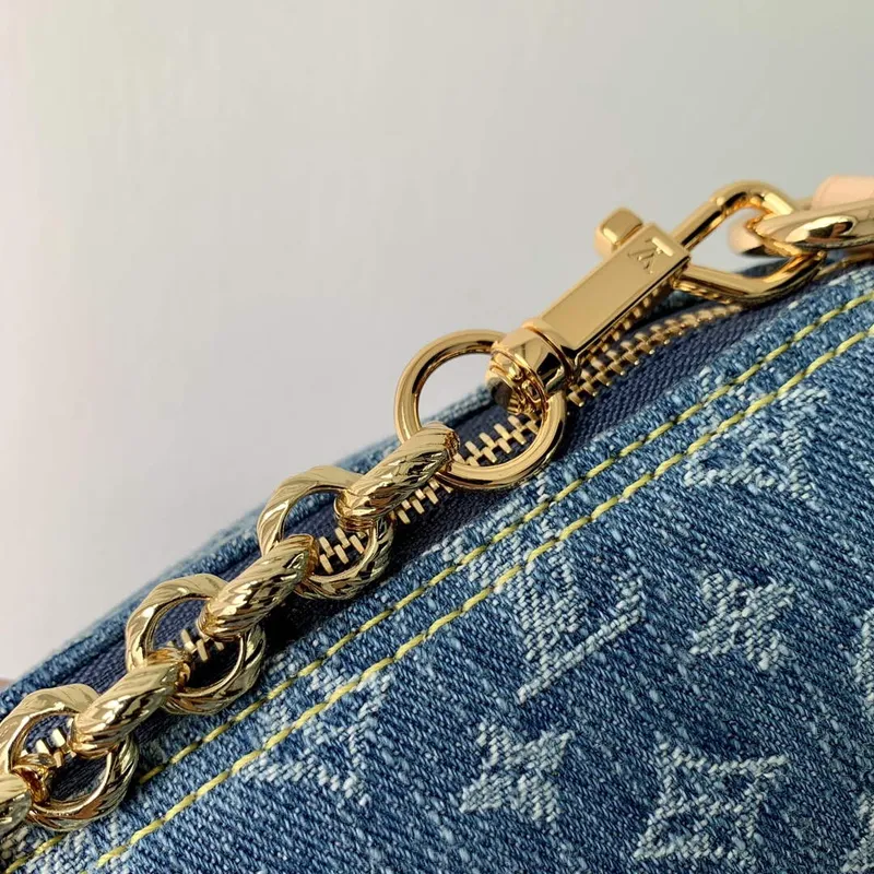 LV M46830 Louis Vuitton Papillon Kabelka Denim Modrá