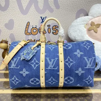 LV M24315 Louis Vuitton Keepall Bandoulière 45 Taška Modrá