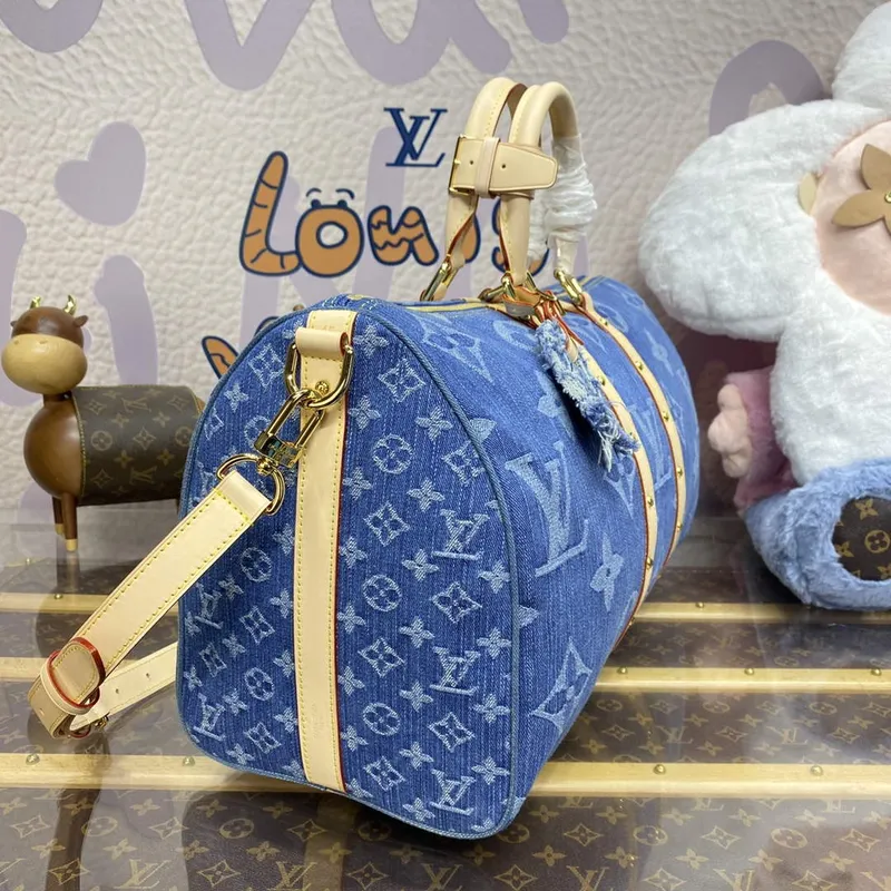 LV M24315 Louis Vuitton Keepall Bandoulière 45 Taška Modrá