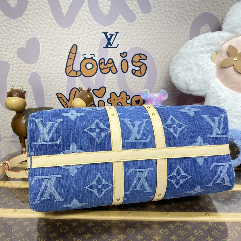 LV M24315 Louis Vuitton Keepall Bandoulière 45 Taška Modrá