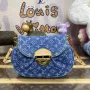 LV M46829 Louis Vuitton Sunset Monogram Denim Kabelka Modrá