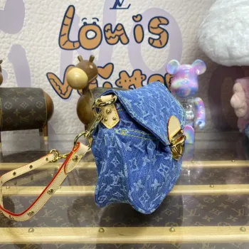 LV M46829 Louis Vuitton Sunset Monogram Denim Kabelka Modrá