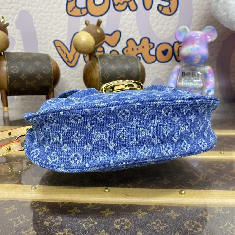 LV M46829 Louis Vuitton Sunset Monogram Denim Kabelka Modrá