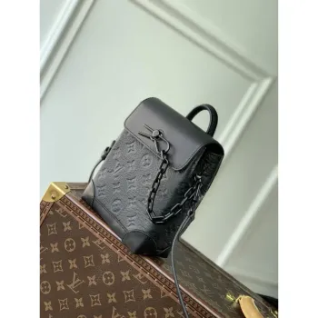 LV M82772 Louis Vuitton Nano Steamer Bag Taurillon Monogram embosovaná hovězí kůže Černá