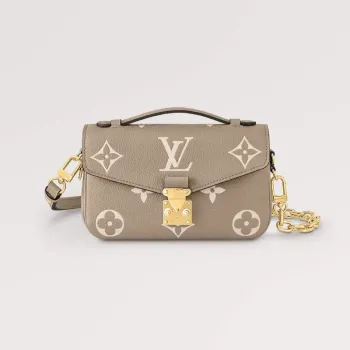 LV M23081 Louis Vuitton Pochette Métis East West taška Monogram Empreinte kůže Holub/Směs krémová