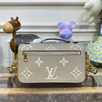 LV M23081 Louis Vuitton Pochette Métis East West taška Monogram Empreinte kůže Holub/Směs krémová
