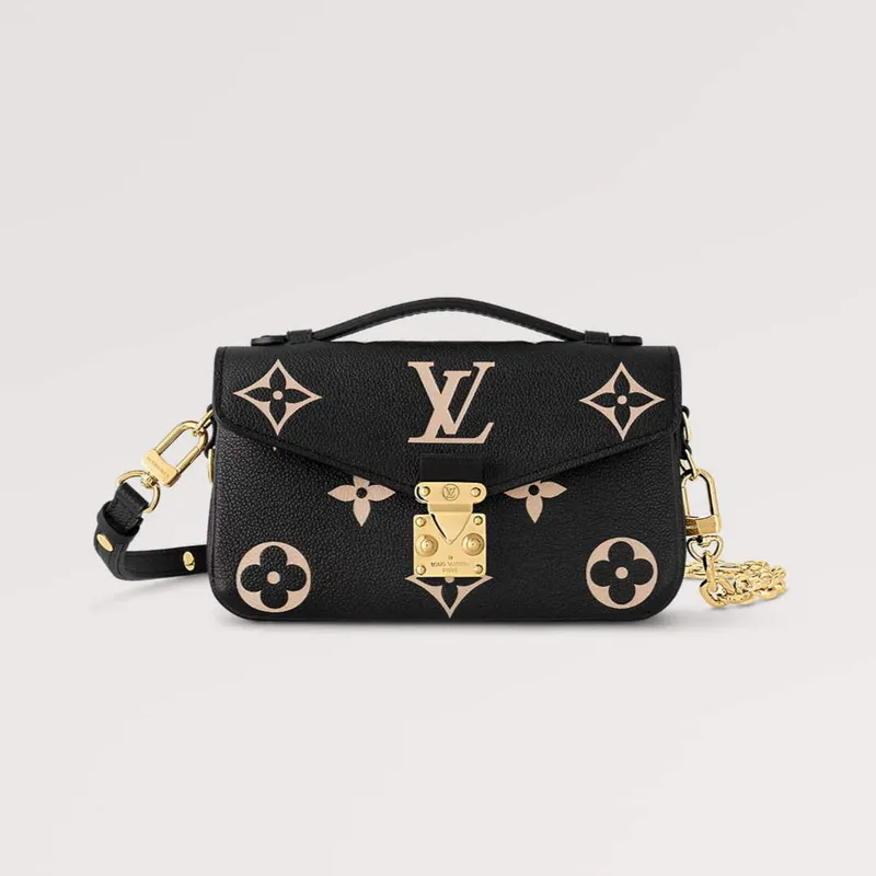 LV M46596 Louis Vuitton Pochette Métis East West taška Monogram Empreinte kůže Černá/Beige
