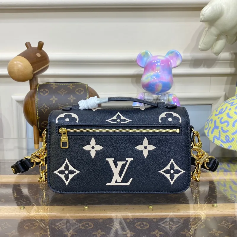 LV M46596 Louis Vuitton Pochette Métis East West taška Monogram Empreinte kůže Černá/Beige
