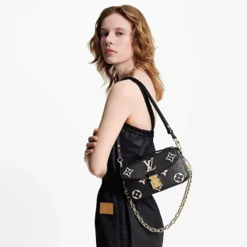 LV M46596 Louis Vuitton Pochette Métis East West taška Monogram Empreinte kůže Černá/Beige
