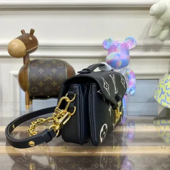 LV M46596 Louis Vuitton Pochette Métis East West taška Monogram Empreinte kůže Černá/Beige
