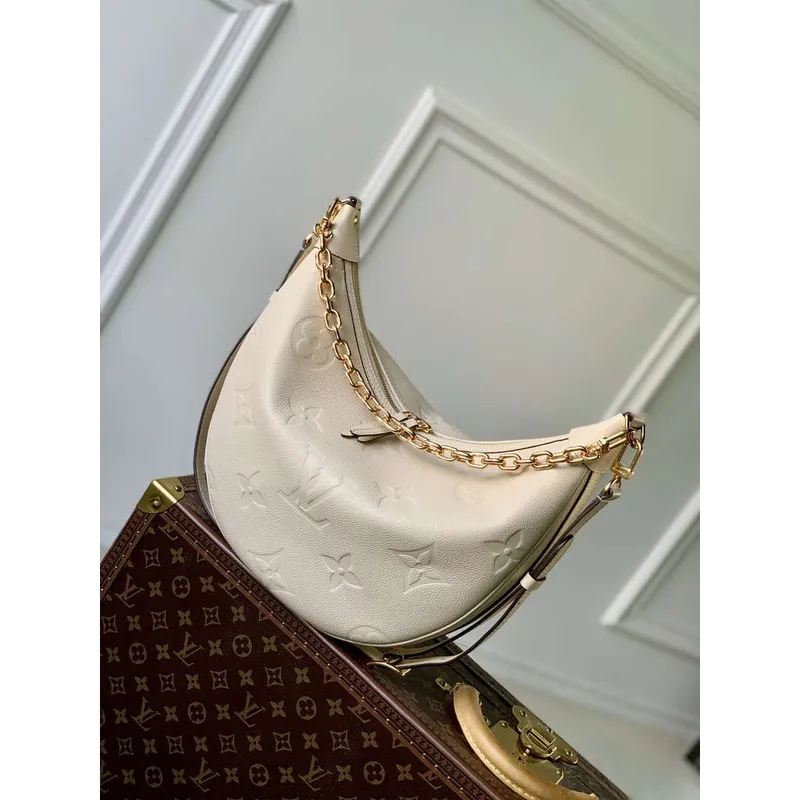 Louis Vuitton LV M46739 Loop Hobo Taška Monogram Empreinte Béžová