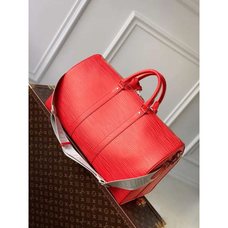 LV M23721 Louis Vuitton Keepall Bandoulière 50 Taška Vermilion Červená