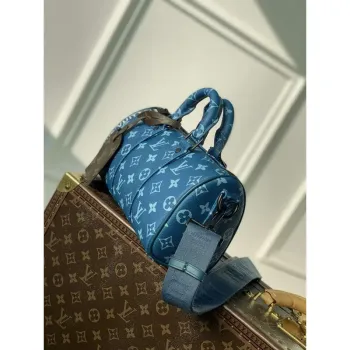 LV M46803 Louis Vuitton Keepall Bandoulière 25 Městská taška Atlantická modrá