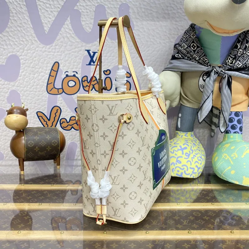 LV M23501 Louis Vuitton Neverfull MM Tote Bag Béžová/Okrová
