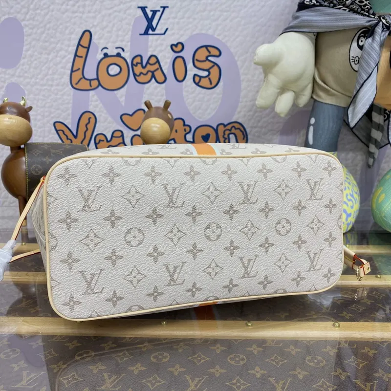 LV M23501 Louis Vuitton Neverfull MM Tote Bag Béžová/Okrová