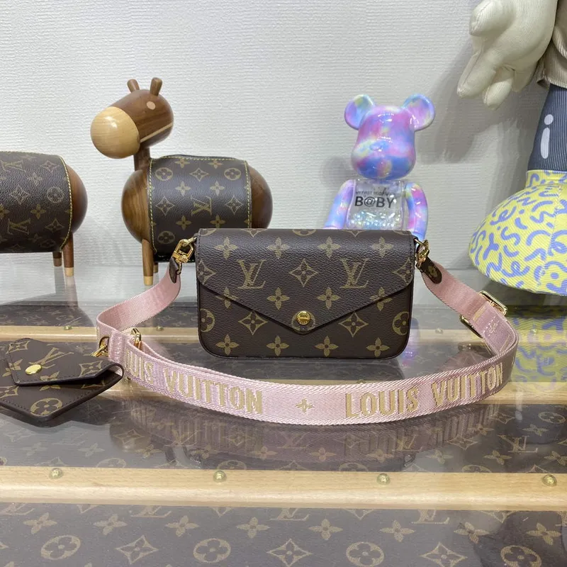 LV M80091 Louis Vuitton Félicie Strap & Go Taška Růžová