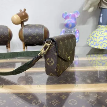 LV M80091 Louis Vuitton Félicie Strap & Go Bag Khaki Zelená