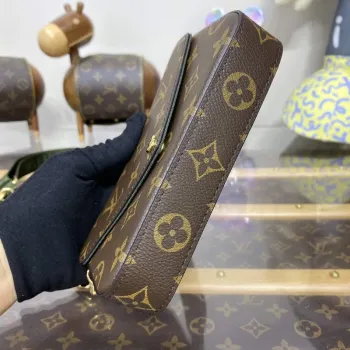 LV M80091 Louis Vuitton Félicie Strap & Go Bag Khaki Zelená