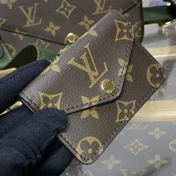 LV M80091 Louis Vuitton Félicie Strap & Go Bag Khaki Zelená